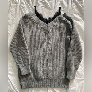 Venus Sweater with Lace Black Built in Cami Top